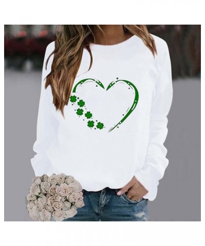 Happy St Patricks Day Sweatshirt Women,Cute Shamrock Clover Lucky Shirts Lightweight Long Sleeve Plus Size Pullover Tops 07-w...