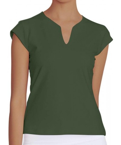 Meja Women Tennis Shirt Short Sleeve,V Neck Golf T Shirt Quick Dry Running Shirts Activewear Green $11.43 Activewear