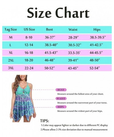 Women's Tankini Swimsuit Two-Piece Halter Swimsuit Dress Swimsuit with Shorts Green Leaves $21.27 Swimsuits