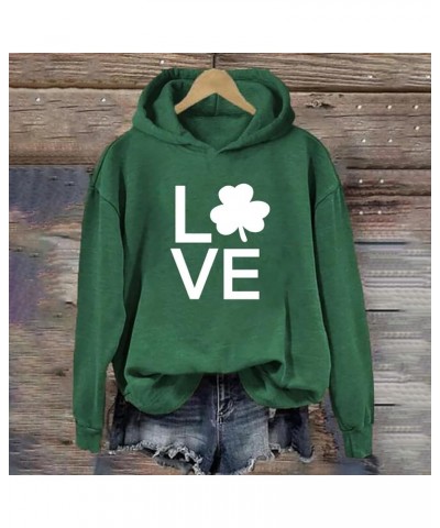 Women's St. Patrick's Day Hoodies Sweatshirt American Flag Shamrock Graphic Casual Tops Clover Long Sleeve Pullover F2-ag $12...