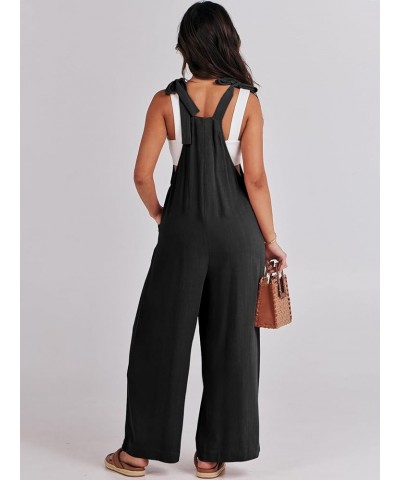 Women's Overalls Jumpsuit Casual Loose Sleeveless Adjustable Tie Straps Bib Wide Leg Rompers Outfits with Pockets Black $18.4...