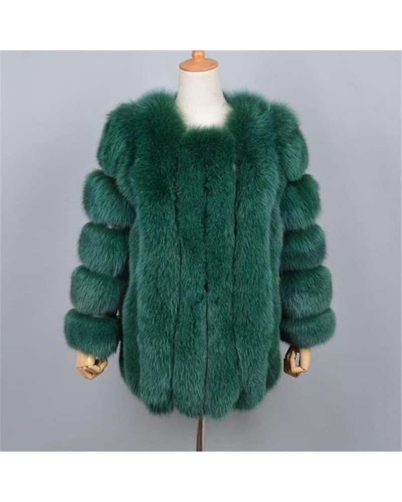 Women's Collar Warm Coat Winter Thickened Long Sleeve Faux Fur Coat XL-bust 100cm X4 $64.07 Coats