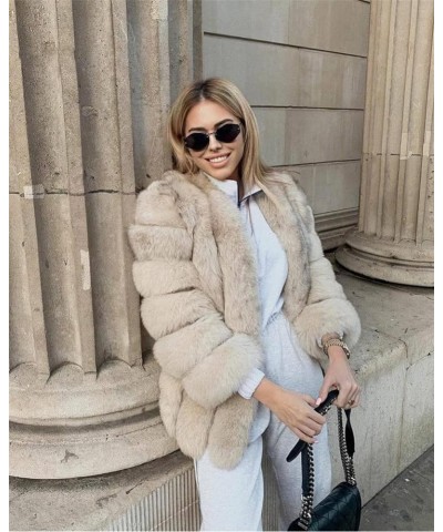 Women's Collar Warm Coat Winter Thickened Long Sleeve Faux Fur Coat XL-bust 100cm X4 $64.07 Coats