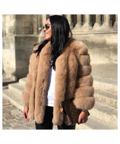 Women's Collar Warm Coat Winter Thickened Long Sleeve Faux Fur Coat XL-bust 100cm X4 $64.07 Coats