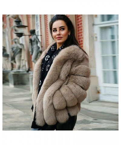 Women's Collar Warm Coat Winter Thickened Long Sleeve Faux Fur Coat XL-bust 100cm X4 $64.07 Coats