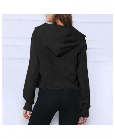 Women Half Zip Hooded Sweatshirt Thumb Hole Hoodie Pullover with Kangaroo Pocket Raglan Sleeve Quarter Zipper Hoodie 03 Black...