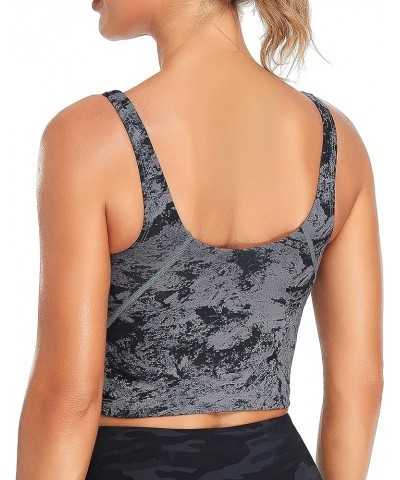 Sports Bra Womens Longline Padded Crop Tank Yoga Bras Workout Fitness Top Heart Black Carbon $11.21 Lingerie