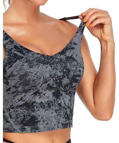 Sports Bra Womens Longline Padded Crop Tank Yoga Bras Workout Fitness Top Heart Black Carbon $11.21 Lingerie