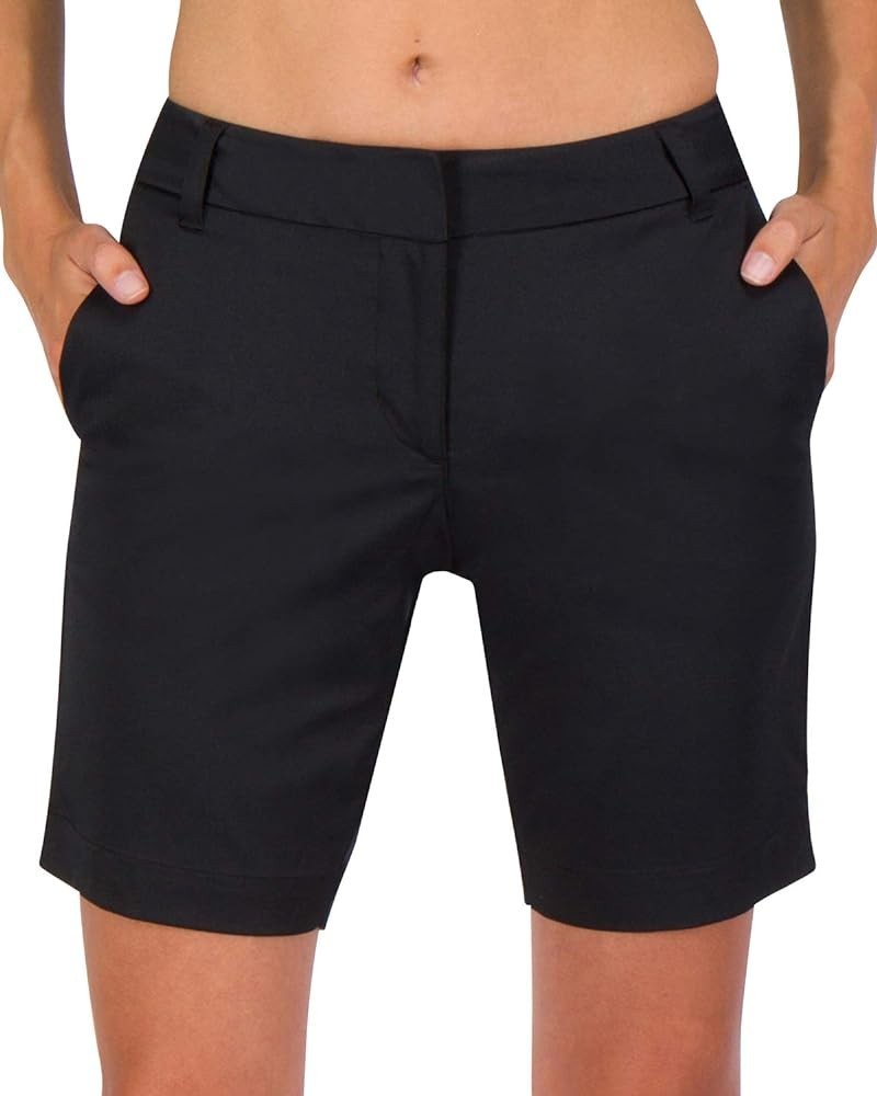 Womens Bermuda Golf Shorts 8 ½ Inch Inseam - Quick Dry Active Shorts with Pockets, Athletic and Breathable Jet Black $29.92 A...