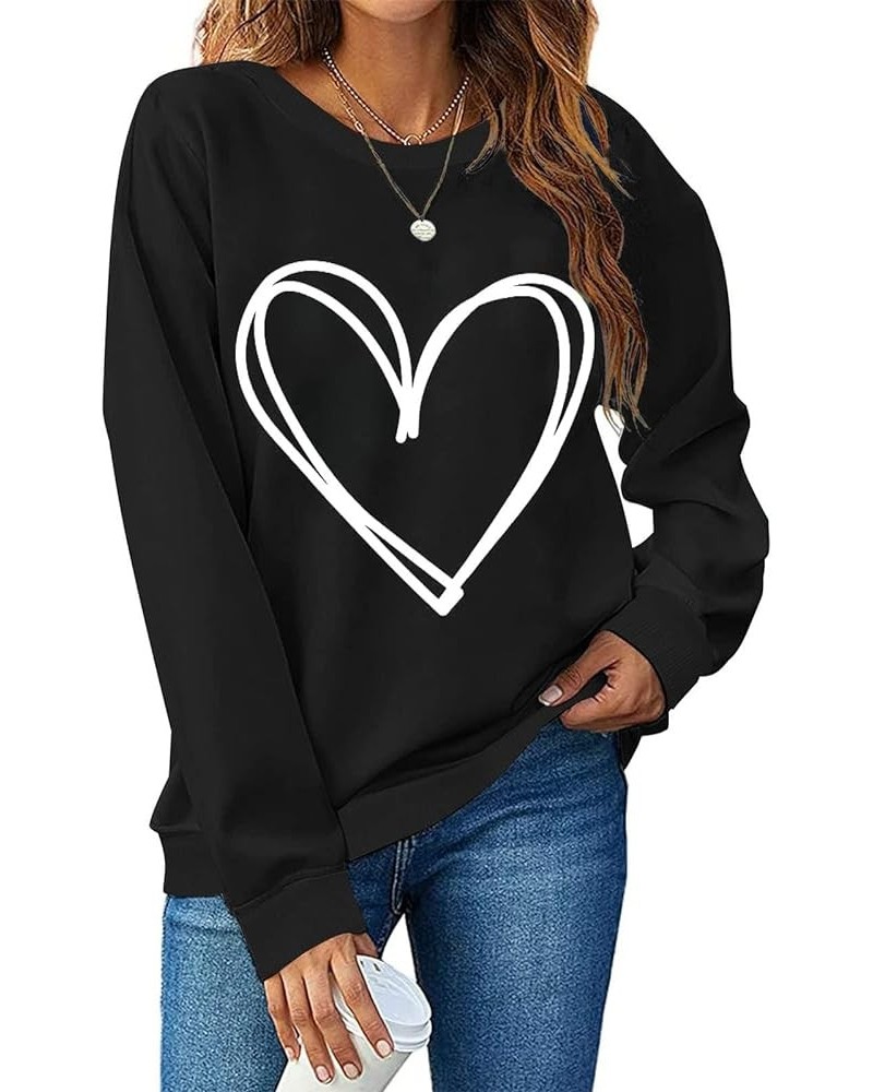 Valentine's Day Shirts for Women Love Heart Graphic Pullover Long Sleeve Casual Loose Sweatshirts Trendy Crewneck Top A8 $8.9...