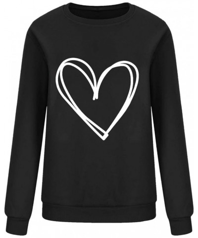 Valentine's Day Shirts for Women Love Heart Graphic Pullover Long Sleeve Casual Loose Sweatshirts Trendy Crewneck Top A8 $8.9...