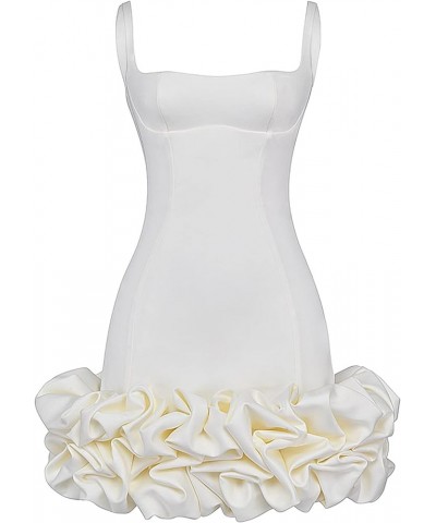 Women's Square Neck Bustier A-line Dresses Sleeveless Tank Top Lace Trim Stretch Flare Mini Dresses White Pleated $16.51 Dresses