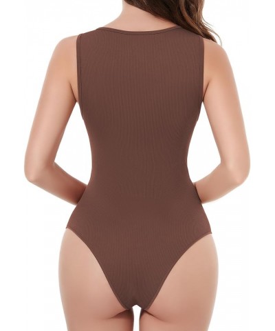 Women's Bodysuit Fit Sexy Body Suits Women Clothing, Sleeveless Crew Neck Tank Tops with Snap Closure Coffee $10.39 Bodysuits