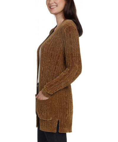 Women's Cozy Cable Open Front Chenille Cardigan Sweater Tobacco $21.09 Sweaters