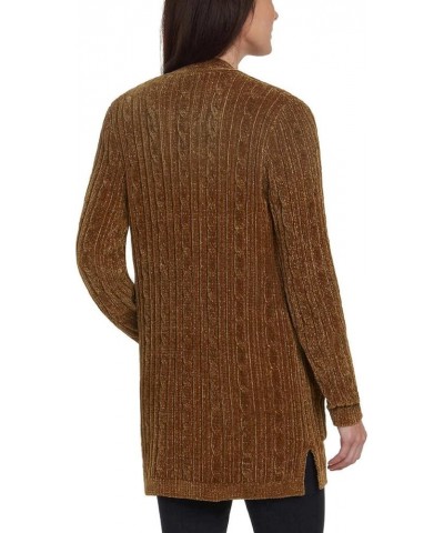 Women's Cozy Cable Open Front Chenille Cardigan Sweater Tobacco $21.09 Sweaters