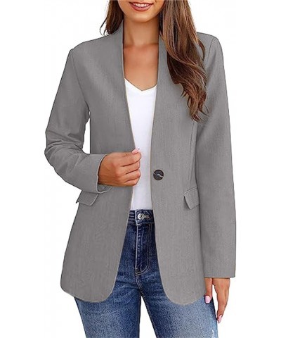 2024 Women's Blazer Casual Bussiness Blazers Long Sleeve Button Down Blazer Jacket Solid Lapel Suite Jacket with Pockets 002-...