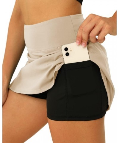 Womens Active Skort with Pockets Athletic Golf Tennis Running Skirts with Built-in Shorts Z Khaki $16.82 Skorts