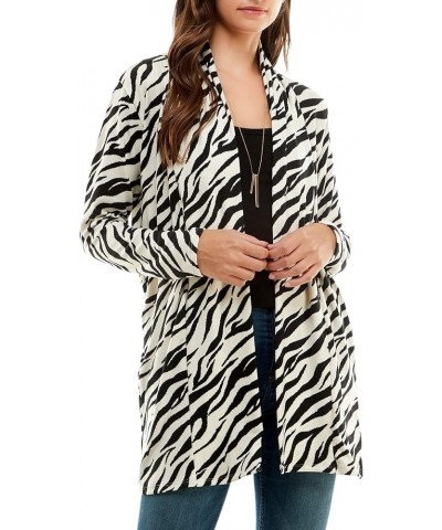 Women's Casual Animal Print Lightweight Open Front Cardigans with Pockets and Basic Long Sleeve Sweater Zebra-ivory $12.29 Sw...