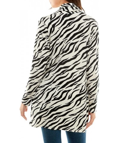 Women's Casual Animal Print Lightweight Open Front Cardigans with Pockets and Basic Long Sleeve Sweater Zebra-ivory $12.29 Sw...