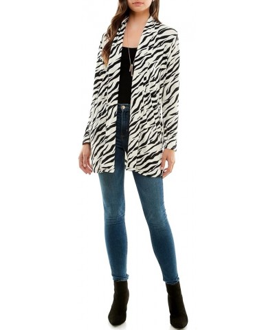 Women's Casual Animal Print Lightweight Open Front Cardigans with Pockets and Basic Long Sleeve Sweater Zebra-ivory $12.29 Sw...