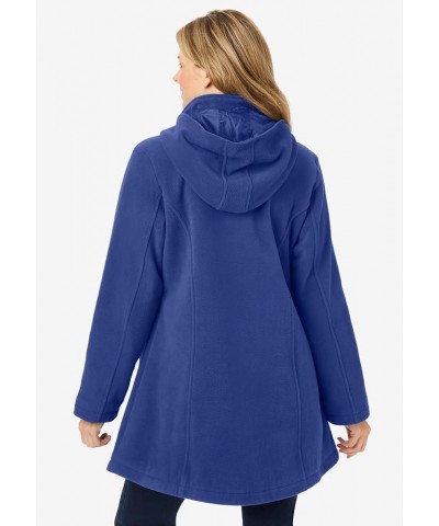 Women's Plus Size Hooded A-Line Fleece Coat Black $24.00 Jackets