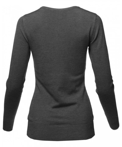 Women's Solid Basic Viscose Nylon Crew Neck Sweater Top Aawswl0015 Charcoal Grey $16.19 Sweaters