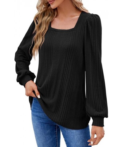 Long Sleeve Shirts For Women Puff Sleeve Tops for Women Fashion Crewneck Sweatshirts Black 1 $8.47 Hoodies & Sweatshirts