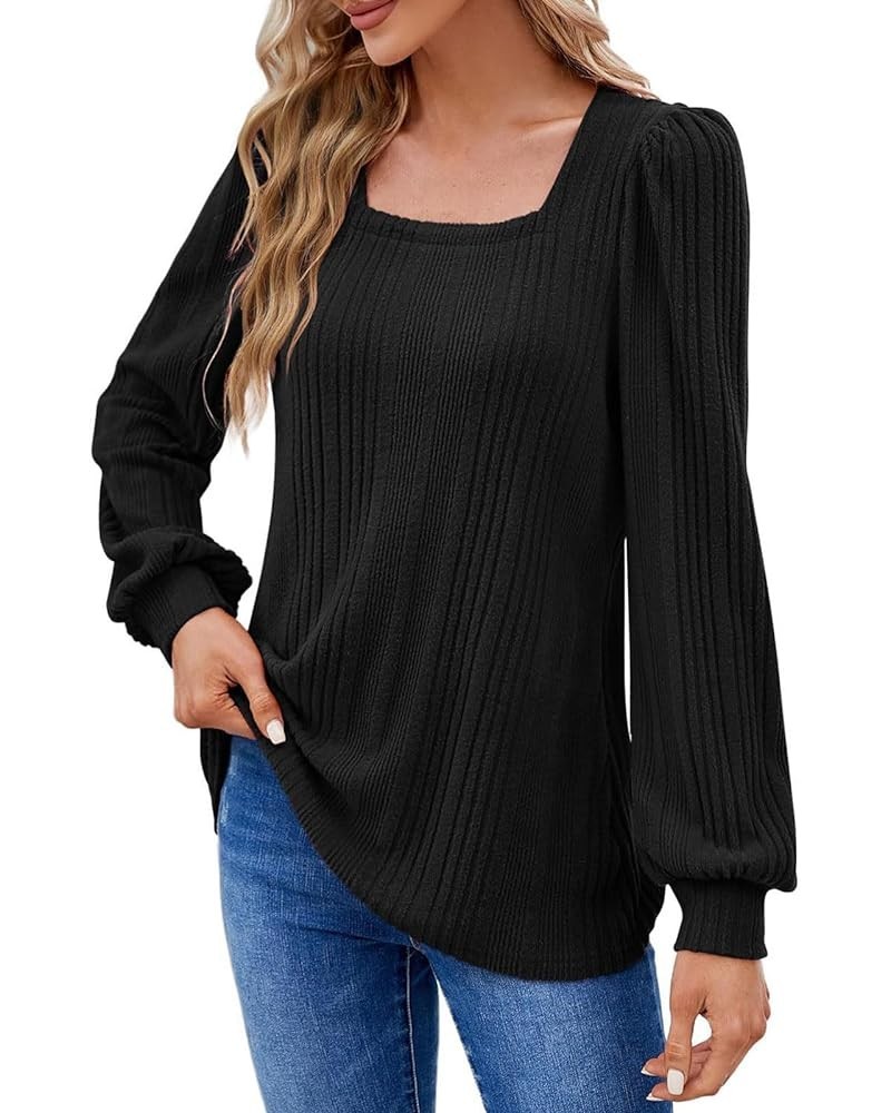 Long Sleeve Shirts For Women Puff Sleeve Tops for Women Fashion Crewneck Sweatshirts Black 1 $8.47 Hoodies & Sweatshirts