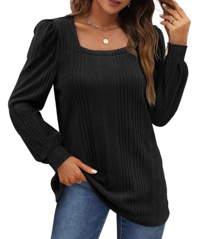 Long Sleeve Shirts For Women Puff Sleeve Tops for Women Fashion Crewneck Sweatshirts Black 1 $8.47 Hoodies & Sweatshirts