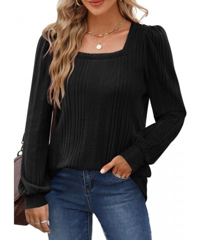 Long Sleeve Shirts For Women Puff Sleeve Tops for Women Fashion Crewneck Sweatshirts Black 1 $8.47 Hoodies & Sweatshirts