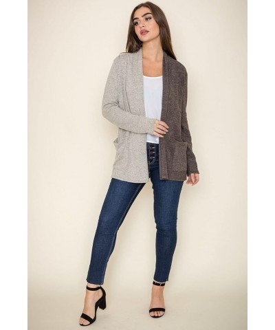 Eloges Two Tone Color Block Open Knit Cardigan | S to 3X (Reg, Plus) | egs Mocha $25.37 Sweaters