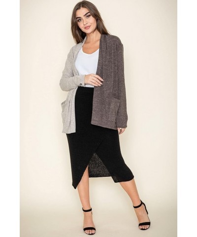 Eloges Two Tone Color Block Open Knit Cardigan | S to 3X (Reg, Plus) | egs Mocha $25.37 Sweaters