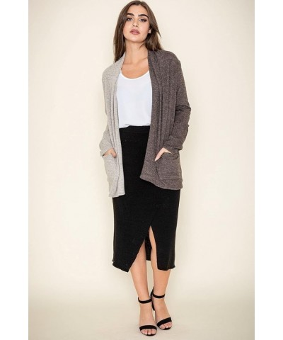 Eloges Two Tone Color Block Open Knit Cardigan | S to 3X (Reg, Plus) | egs Mocha $25.37 Sweaters