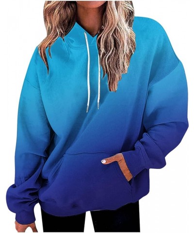 Oversized Hoodie for Women 2023 Casual Gradient Pullover Hooded Tops Long Sleeve Drawstring Baggy Fall Sweatshirts 12 Blue $1...