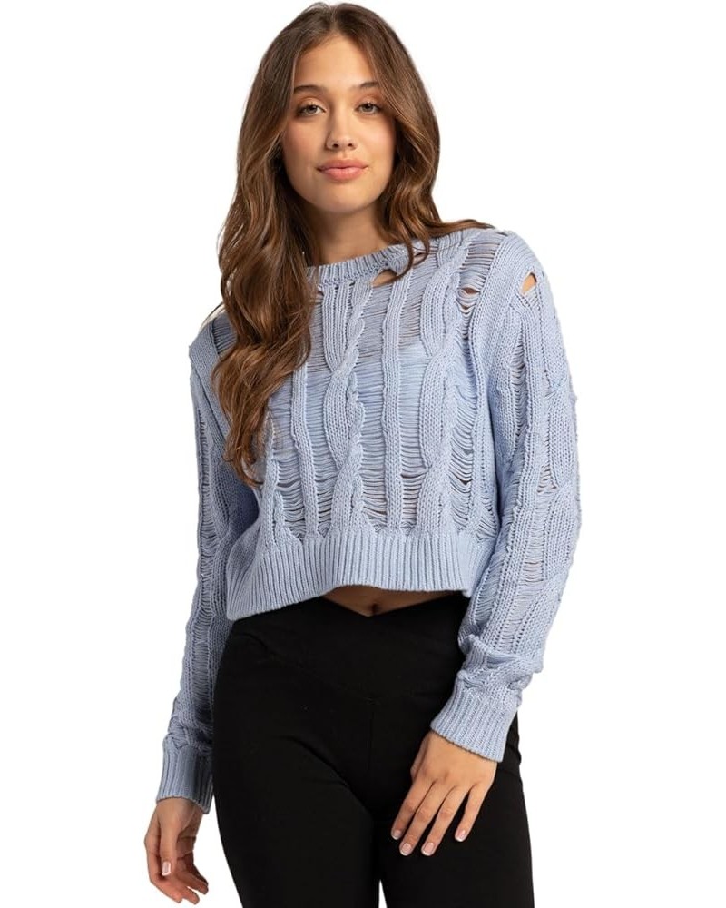 Drop Needle Sweater Light Blue $11.96 Sweaters