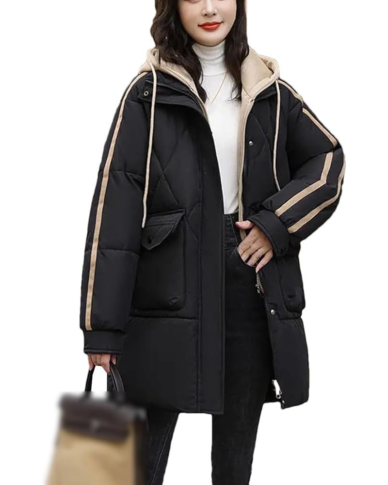 Women's Winter Down Cotton Coat Women's Winter Coat Loose Thickened Warm Fake Two-Piece Cotton Coat Long Jacket Balck $35.20 ...