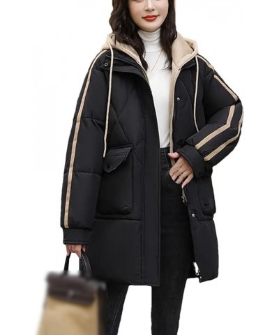 Women's Winter Down Cotton Coat Women's Winter Coat Loose Thickened Warm Fake Two-Piece Cotton Coat Long Jacket Balck $35.20 ...