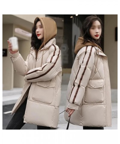 Women's Winter Down Cotton Coat Women's Winter Coat Loose Thickened Warm Fake Two-Piece Cotton Coat Long Jacket Balck $35.20 ...