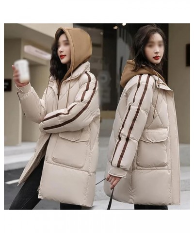 Women's Winter Down Cotton Coat Women's Winter Coat Loose Thickened Warm Fake Two-Piece Cotton Coat Long Jacket Balck $35.20 ...