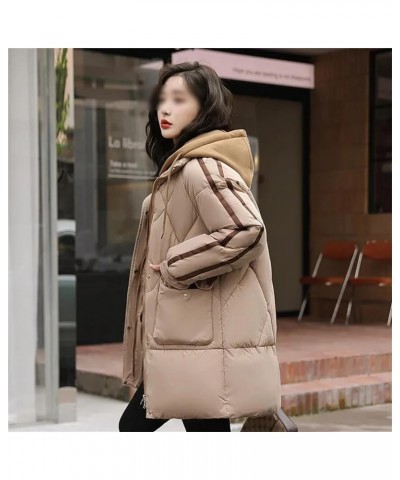 Women's Winter Down Cotton Coat Women's Winter Coat Loose Thickened Warm Fake Two-Piece Cotton Coat Long Jacket Balck $35.20 ...