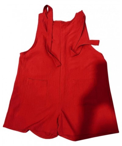 Jumpsuits for Women Summer Dressy Casual Sleeveless Bib Overalls Adjustable Strap Wide Leg Rompers with Pockets D01-red $6.88...