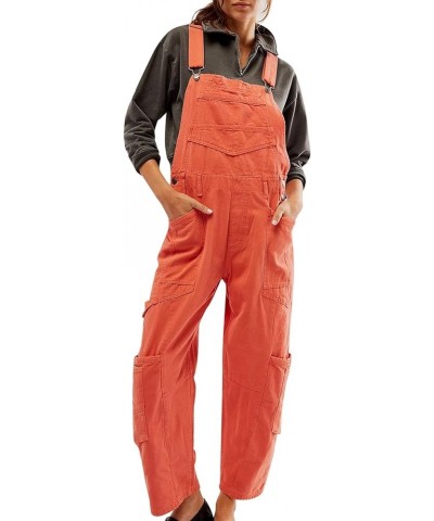 Women's One Piece Jumpsuit Fleece Overalls-Piece Bibs Jumpsuits Adjustable Suspender Straps Warm Winter Pants B-orange $10.90...