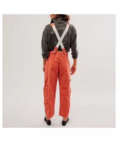 Women's One Piece Jumpsuit Fleece Overalls-Piece Bibs Jumpsuits Adjustable Suspender Straps Warm Winter Pants B-orange $10.90...