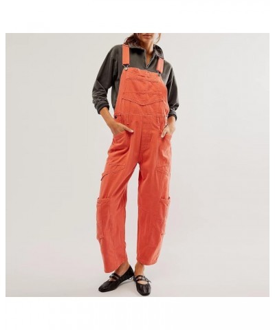 Women's One Piece Jumpsuit Fleece Overalls-Piece Bibs Jumpsuits Adjustable Suspender Straps Warm Winter Pants B-orange $10.90...