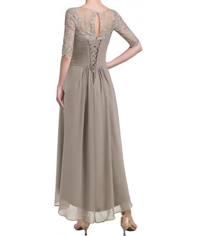 Tea Length Mother of The Bride Dress for Wedding Lace Appliques Hi-Lo Formal Evening Gown with 1/2 Sleeves Dark Green $36.00 ...