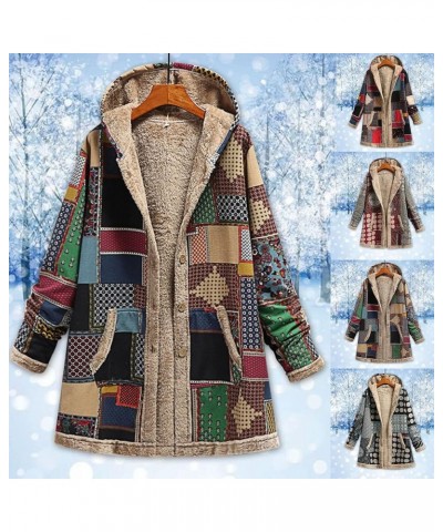 Ethnic Winter Coats Womens Warm Fleece Jackets with Hood Vintage Print Overcoats Plus Size Tops Pocket Cardigan Sweater Red $...