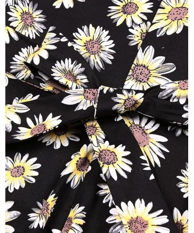 Vintage Tea Dress 1950's Floral Flare Casual Garden Retro Swing Party Cocktail Dress for Women 1-black-yellow-floral $13.44 D...