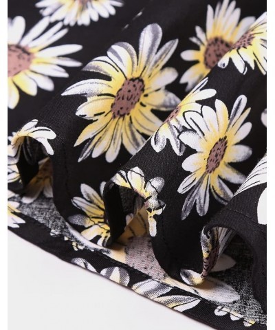 Vintage Tea Dress 1950's Floral Flare Casual Garden Retro Swing Party Cocktail Dress for Women 1-black-yellow-floral $13.44 D...