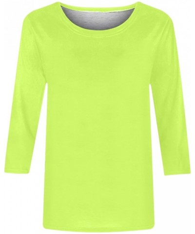 Plus Size Summer Tops for Women 3/4 Sleeve Crew Neck Blouses Casual Loose Solid/Gradient T Shirts Three Quarters Tees B01-gre...