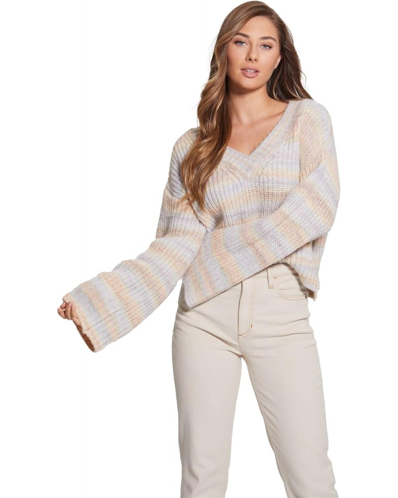 Women's Long Sleeve Neena V-Neck Sweater, Powder Rose Space Dye, Small $18.88 Sweaters